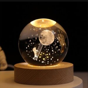 Astronaut Climbing Moon Crystal Ball Night Light