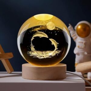 3D Dolphin Crystal Ball Night Light Lamp